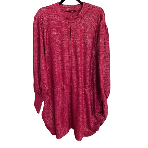 Lane Bryant Women's Mock Neck Keyhole Top with Ruched Sides Size 34/36 Metallic - Picture 4 of 9